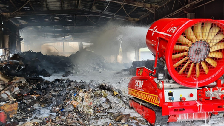 Unmanned Firefighting Machine deployed for industrial fire at 23 Gul Lane (SCDF)